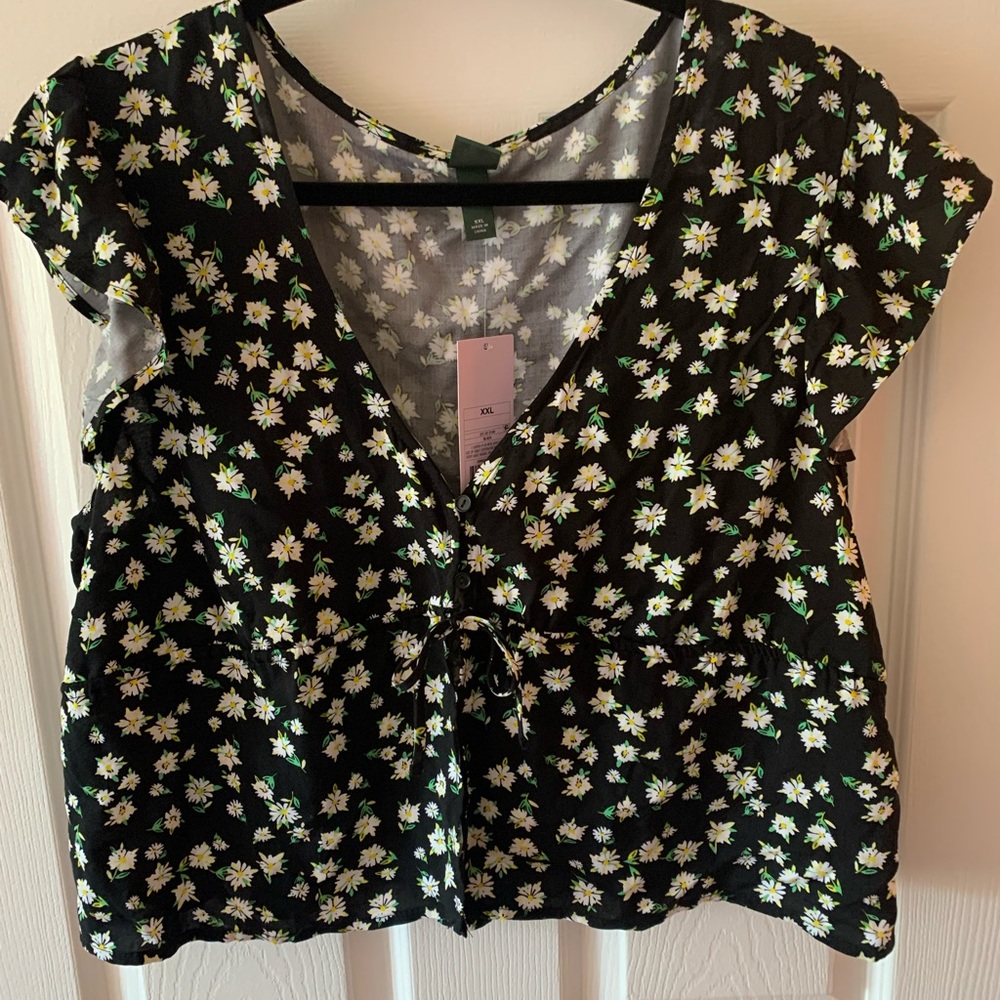 NWT Target Wild Fable Cropped Peplum Floral Blouse, XXL